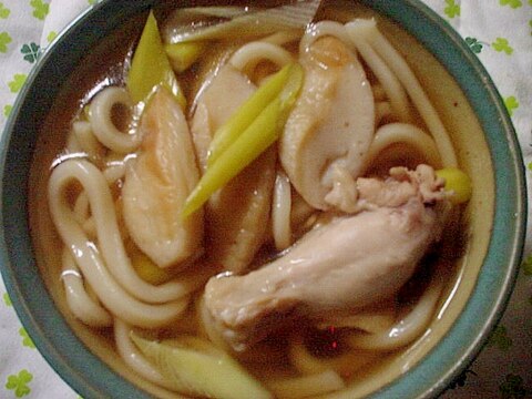 お腹に優しい鶏手羽元でネギ笹かまうどん～☆